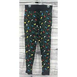 TIPSY‎ ELVES CHRISTMAS LIGHTS PAJAMA PANTS Women's Size Medium  BLACK